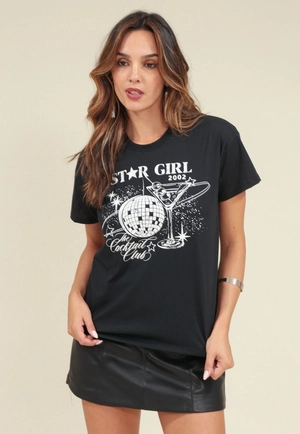 T-Shirt Em Meia Malha Star Girl