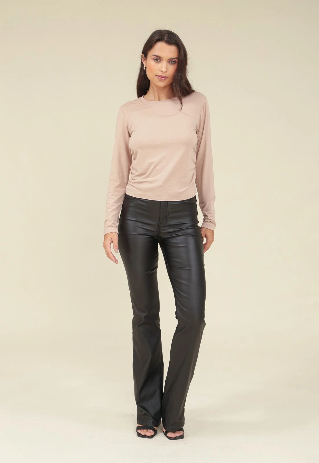 Blusa Viscolycra Manga Longa Com Franzido Lateral