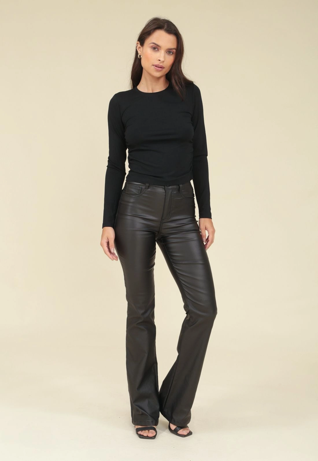 Blusa Viscolycra Manga Longa Com Franzido Lateral