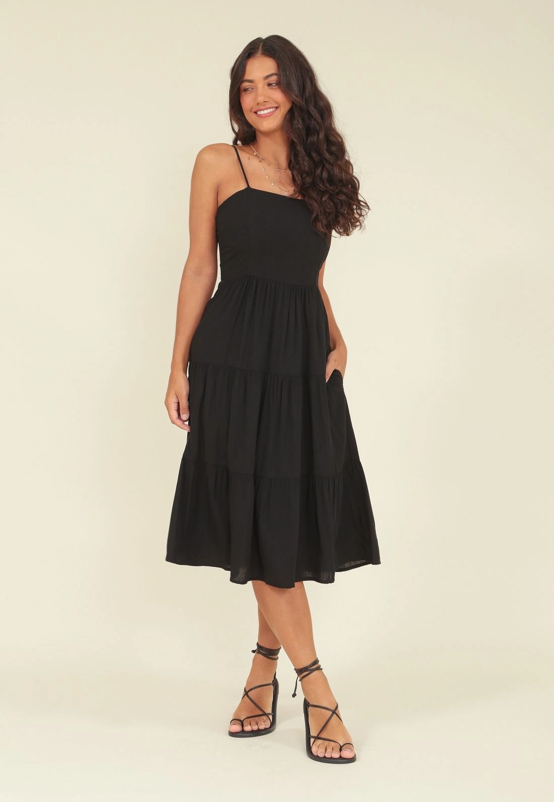 Vestido Viscolinho Alça Marias Bolso