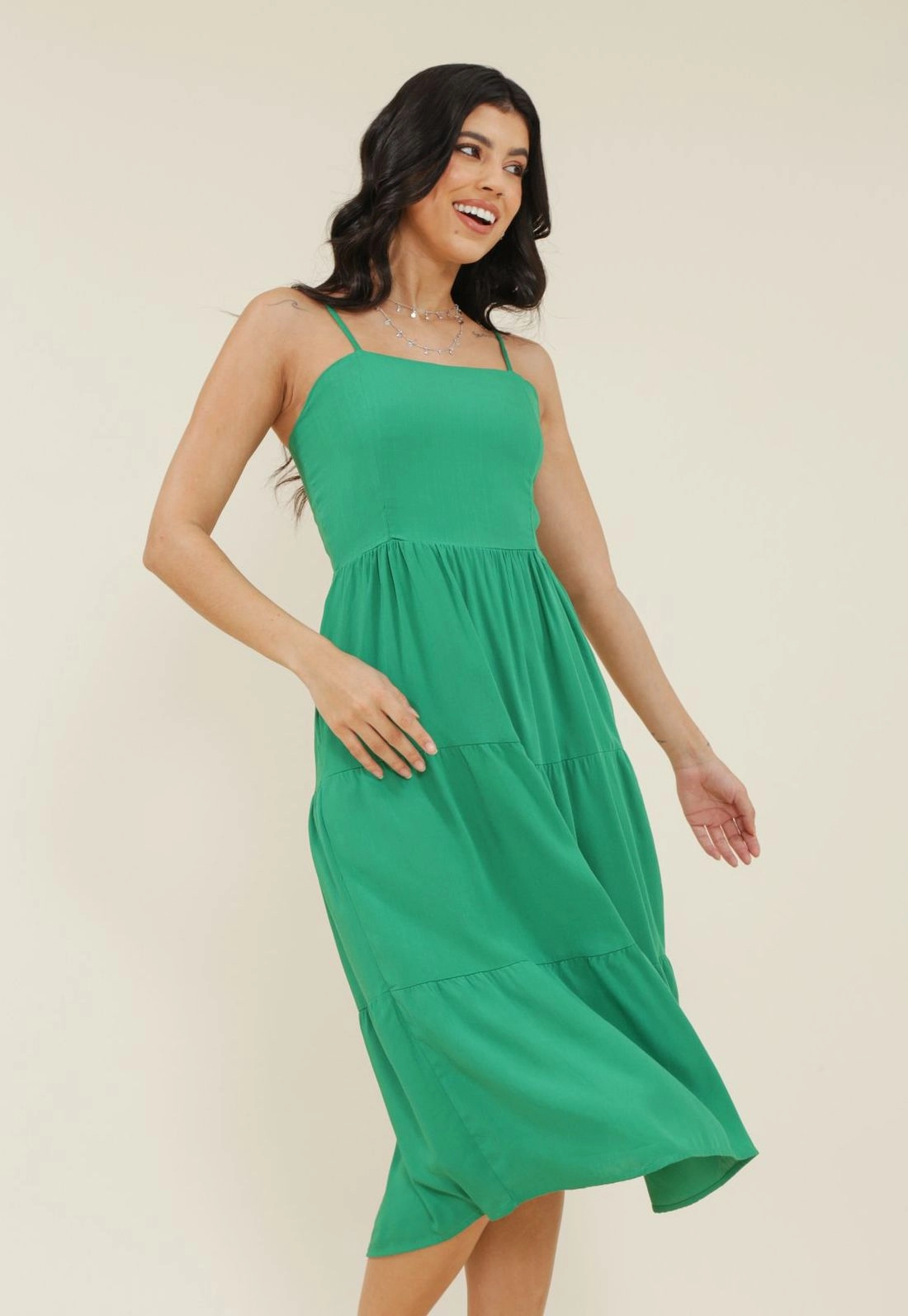 Vestido Viscolinho Alça Marias Bolso