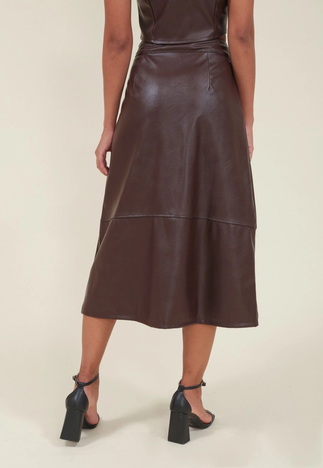 Saia Midi Pu Com Ziper Frontal