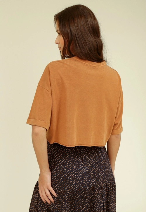 Camiseta Cropped Em Meia Malha Est M/C E Silk Arizona