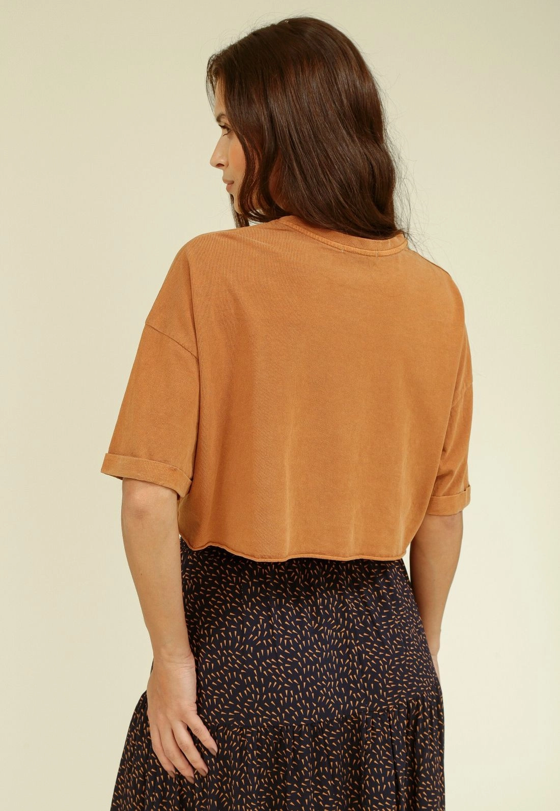 Camiseta Cropped Em Meia Malha Est M/C E Silk Arizona