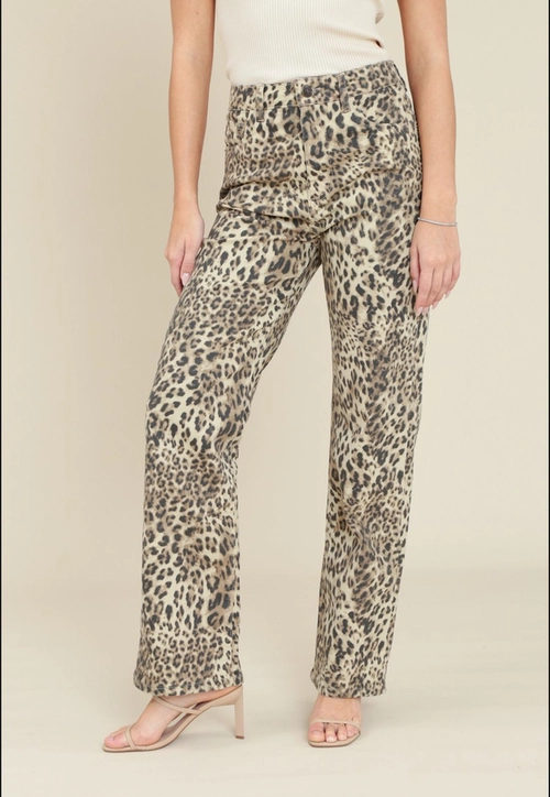 Calça Sarja Reta Leopardo