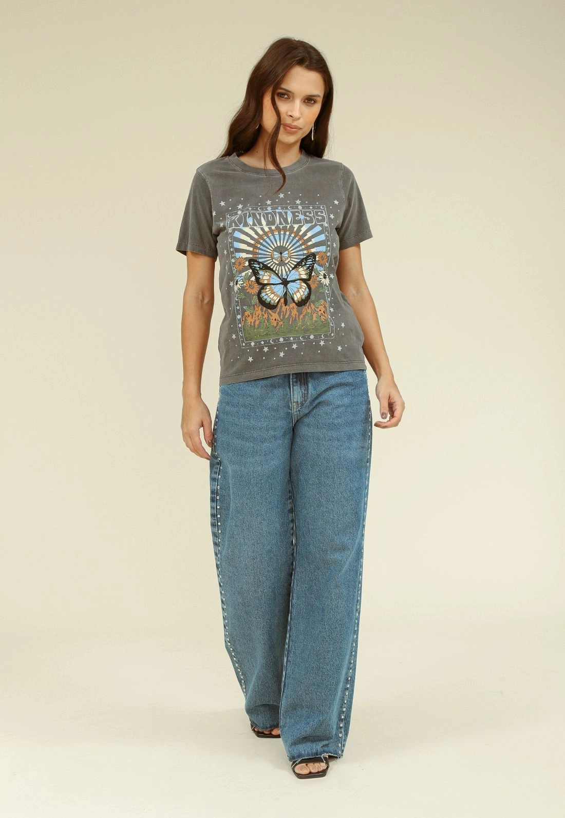 Camiseta Em Meia Malha Est M/C Com Silk Borboleta
