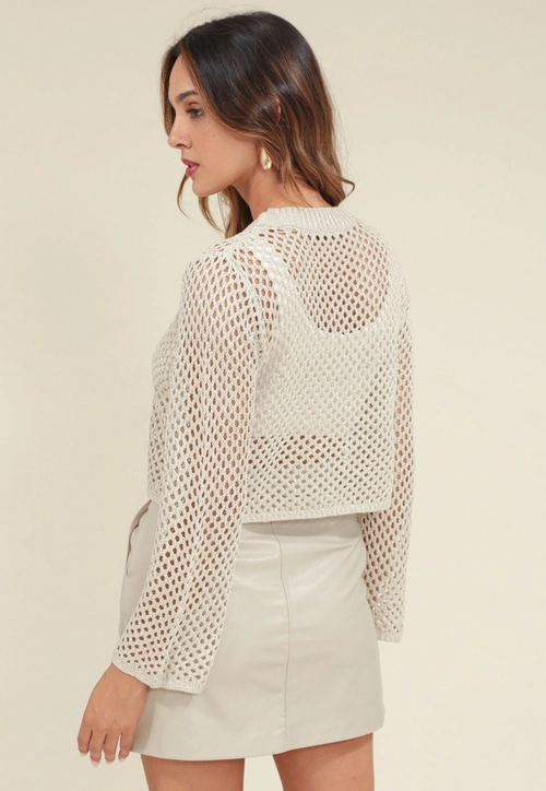 Blusa Tricot Manga Longa Vazado
