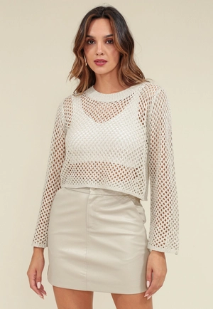 Blusa Tricot Manga Longa Vazado
