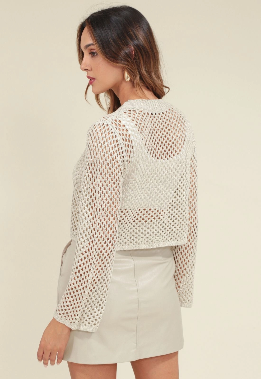 Blusa Tricot Manga Longa Vazado