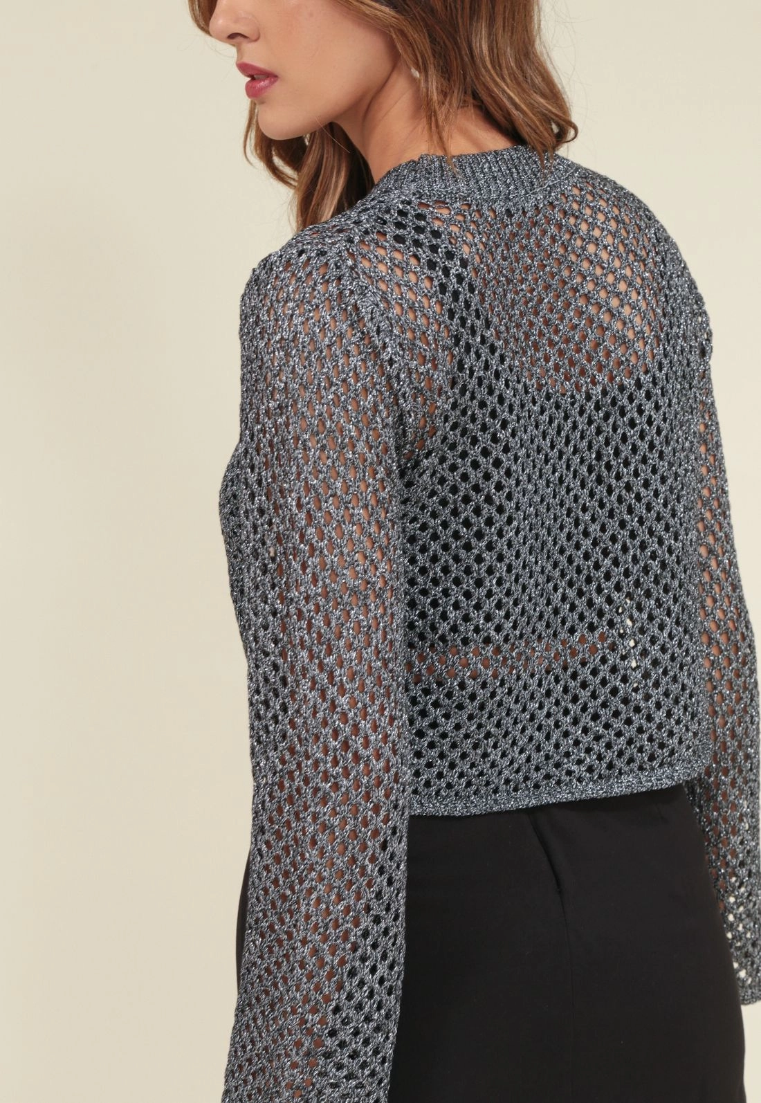 Blusa Tricot Manga Longa Vazado