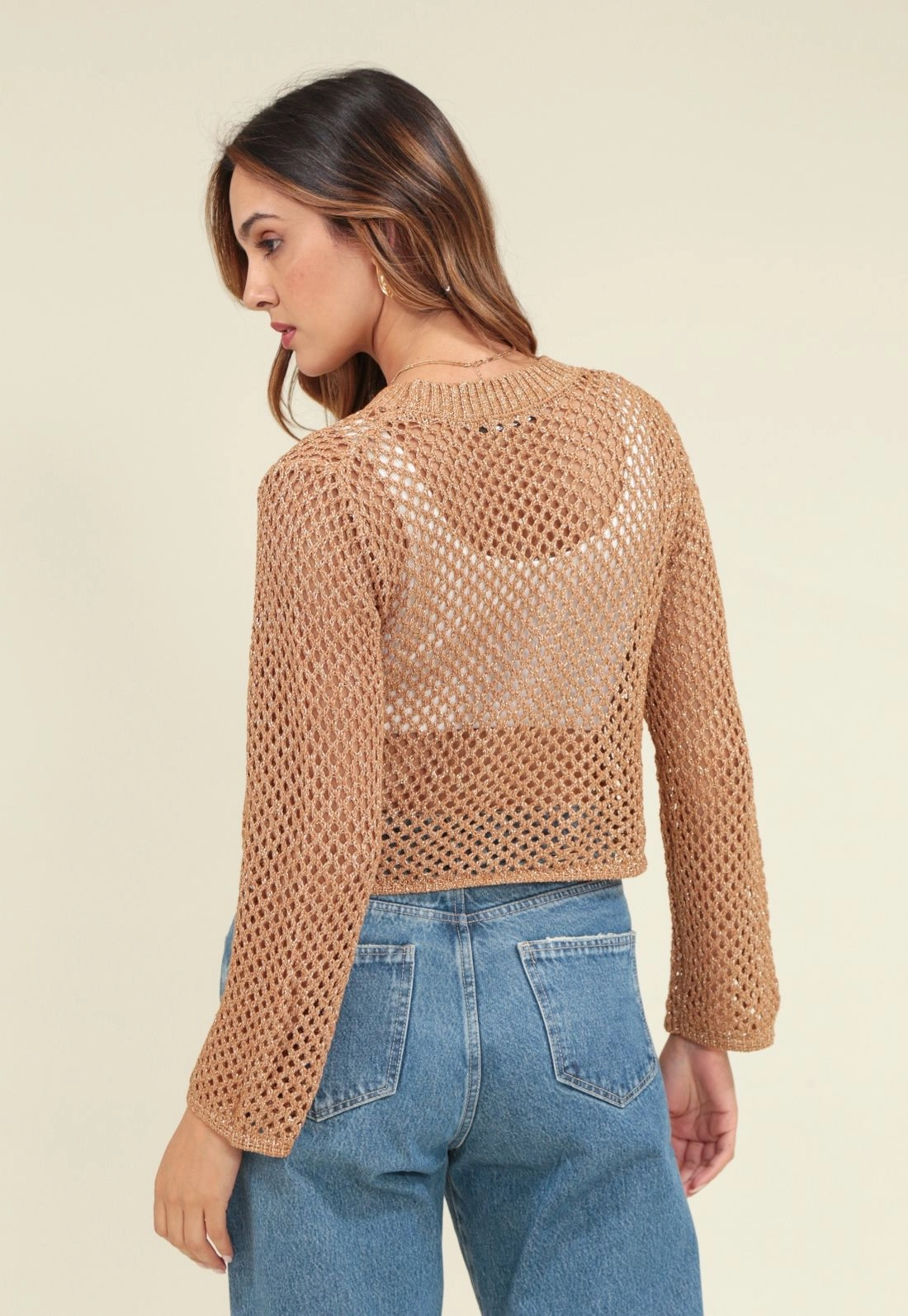Blusa Tricot Manga Longa Vazado