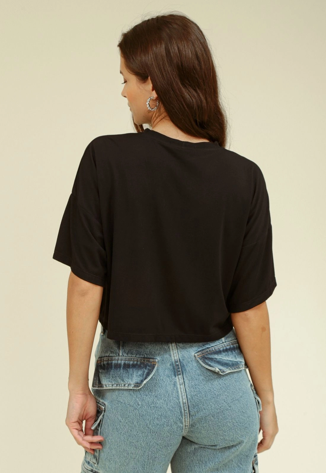 Blusa Malha Manga Curta Oversized