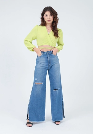 Calça Jeans Wide Leg Rasgo Fenda