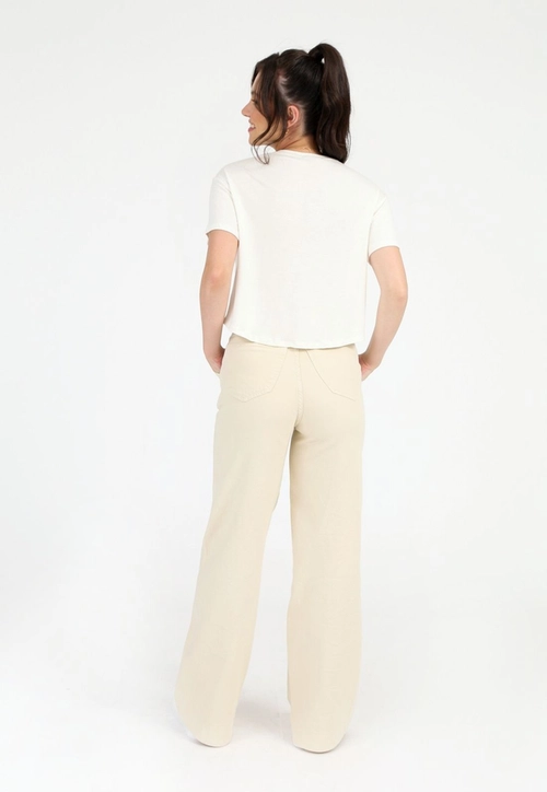 Calça Sarja Wide Leg Bolso Faca