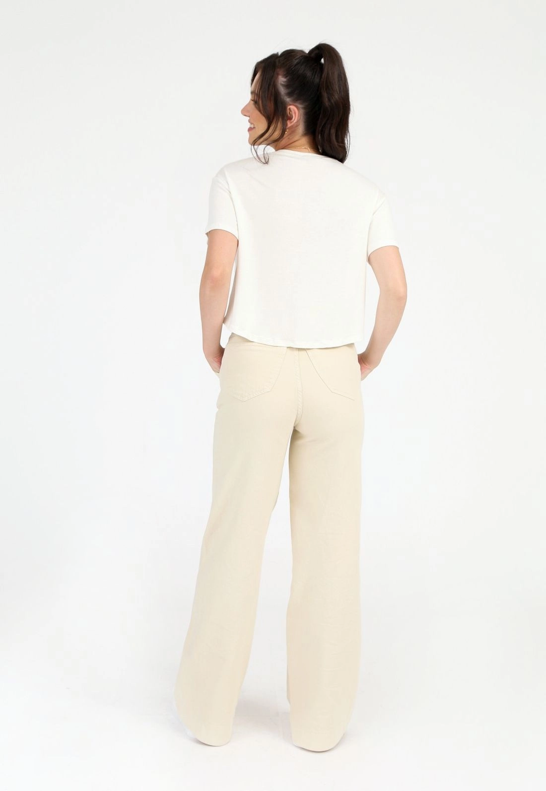 Calça Sarja Wide Leg Bolso Faca