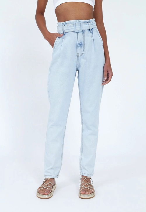 Calça Jeans Azul Claro Fivela