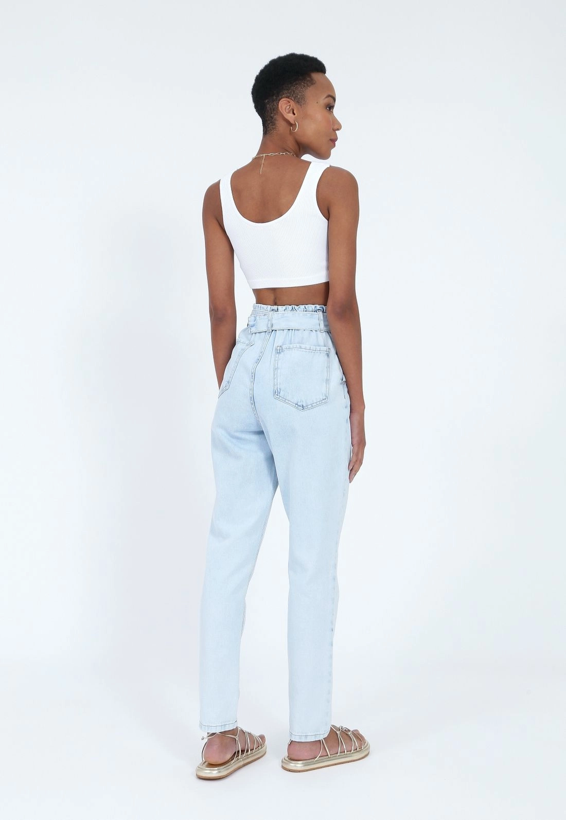Calça Jeans Azul Claro Fivela