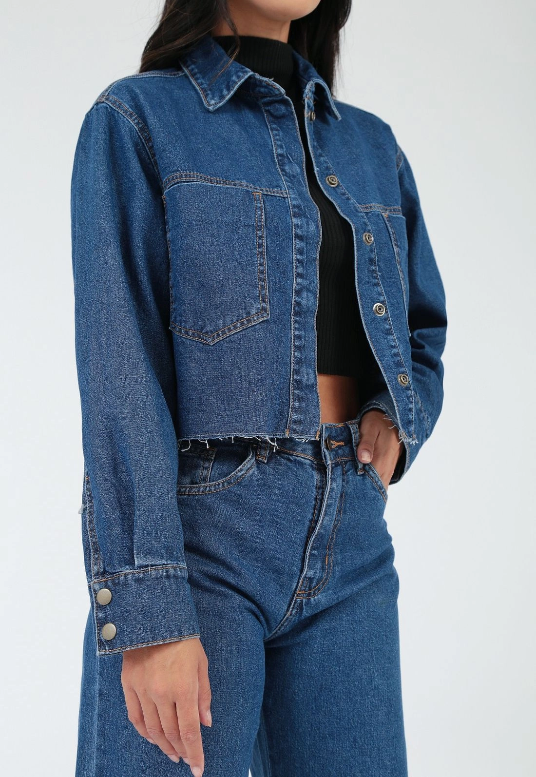 Jaqueta Jeans Botão Forrado