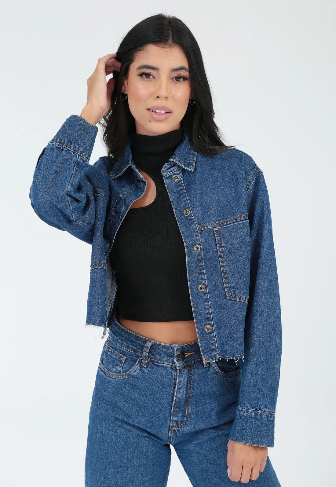 Jaqueta Jeans Botão Forrado