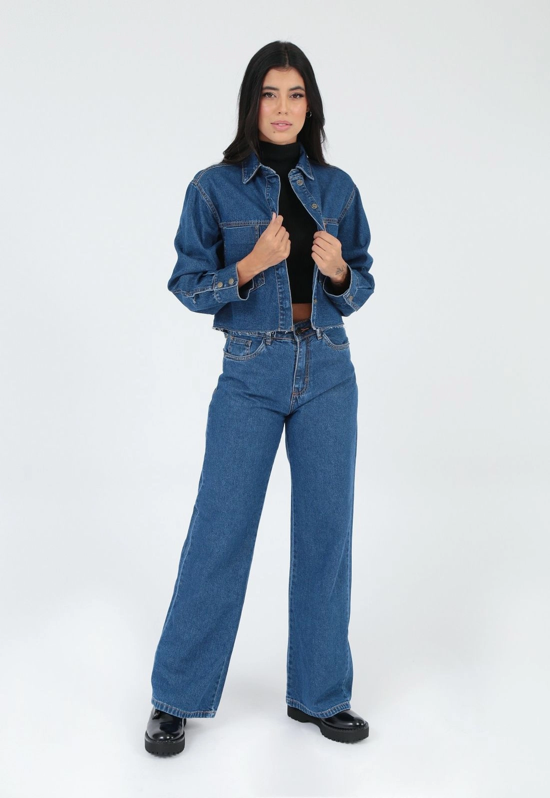 Jaqueta Jeans Botão Forrado