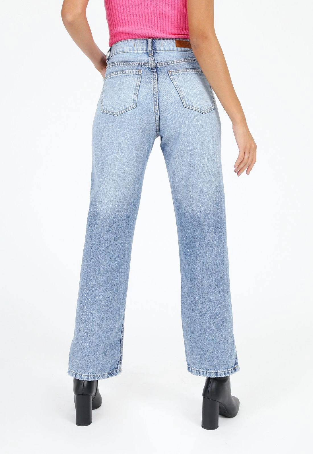 Calça Jeans Wide Leg Fenda