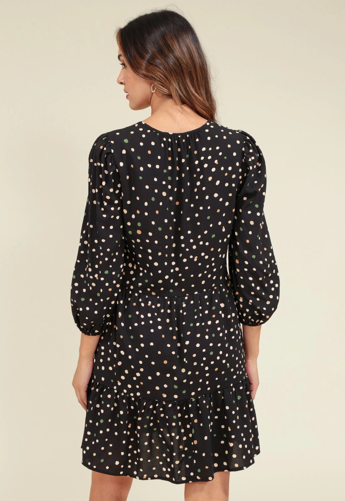 Vestido Viscose Curto Manga 7/8 Estampa Bossa