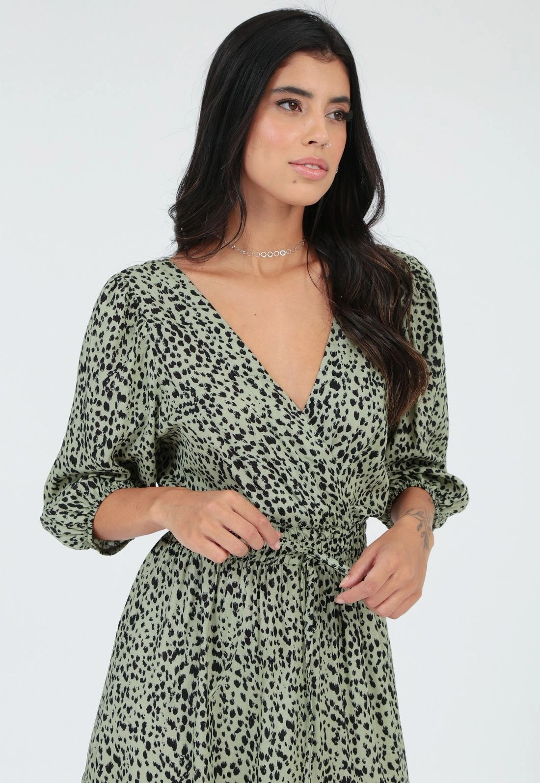 Vestido Viscose 3/4 Estampado Fenda