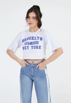 Blusa Cropped Manga Curta Brooklin