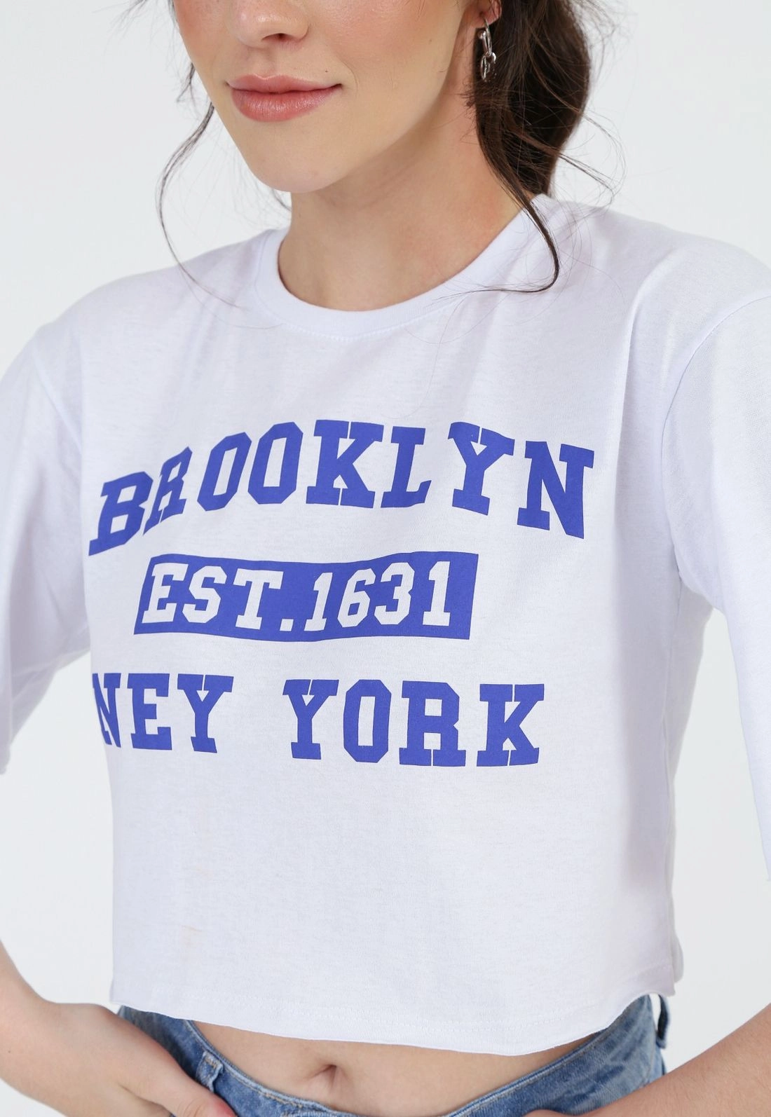 Blusa Cropped Manga Curta Brooklin