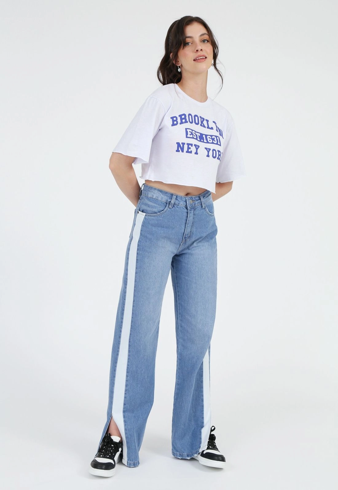 Blusa Cropped Manga Curta Brooklin
