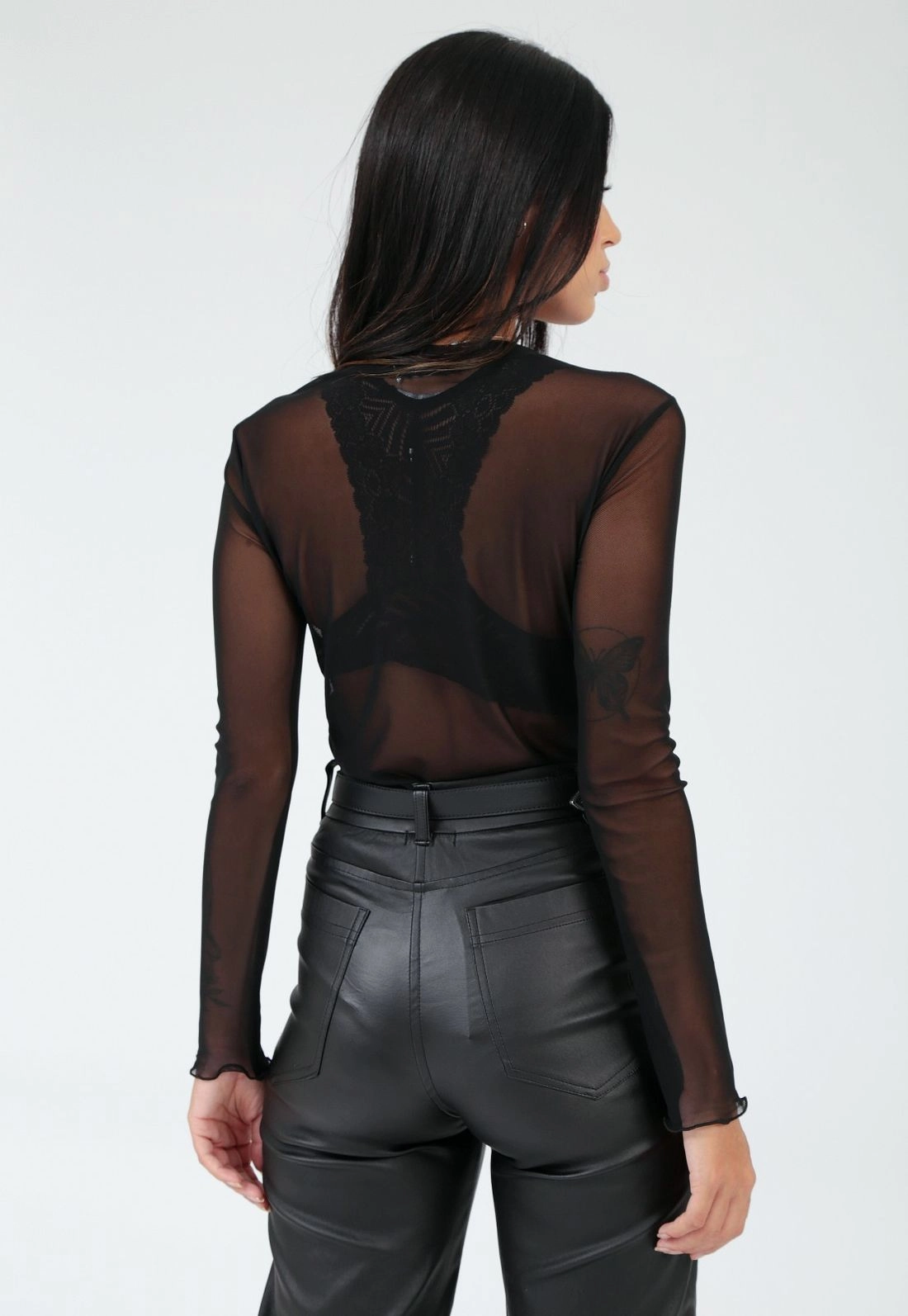 Blusa Tule Manga Longa Frufru