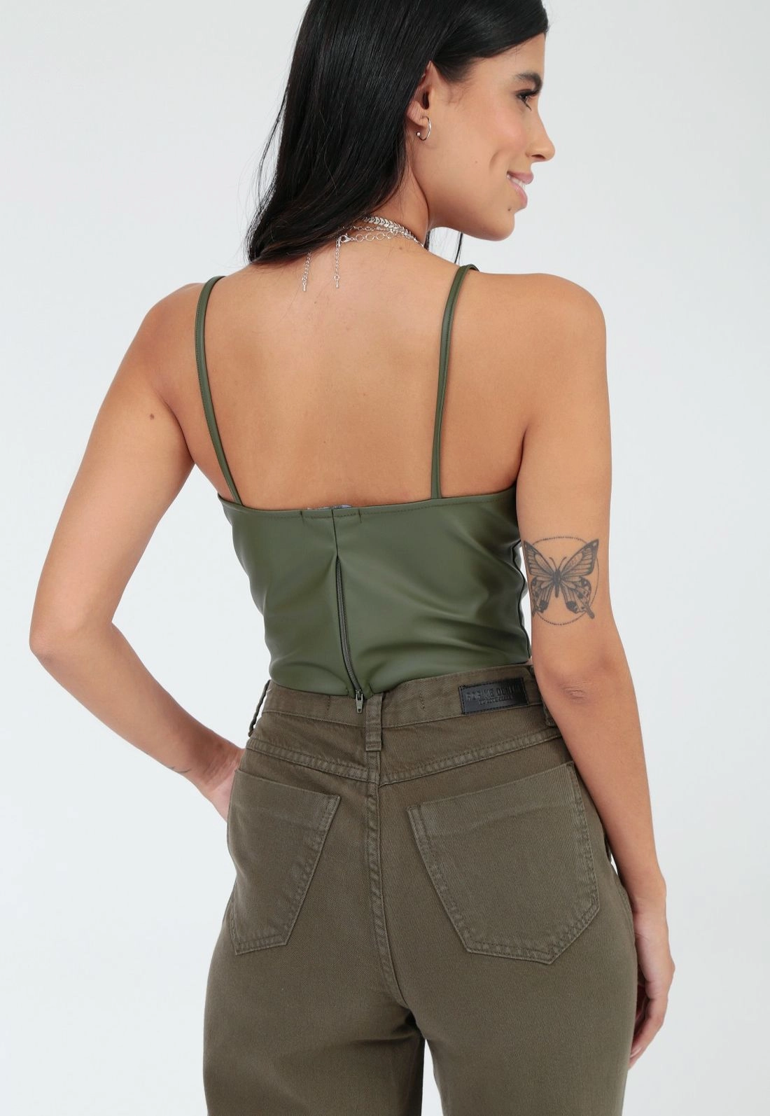 Blusa Cropped Couro Sintético