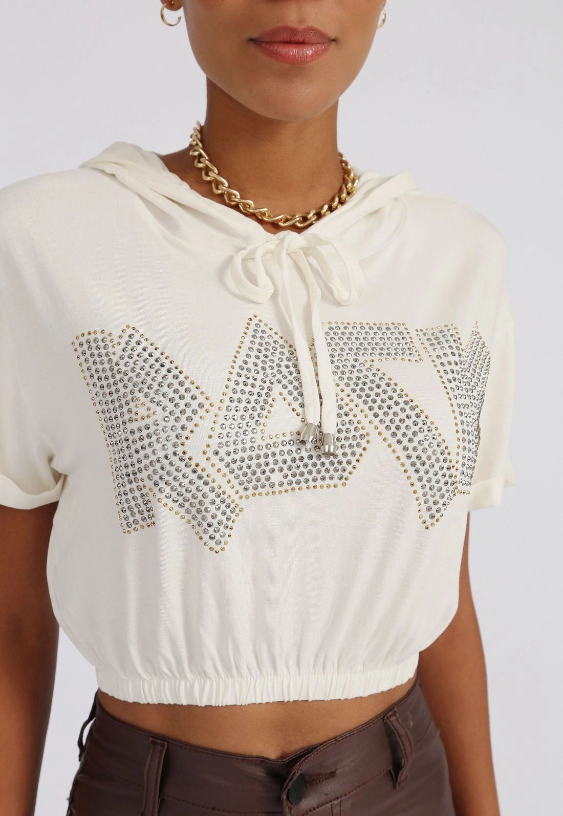 Blusa Cropped Capuz Rock