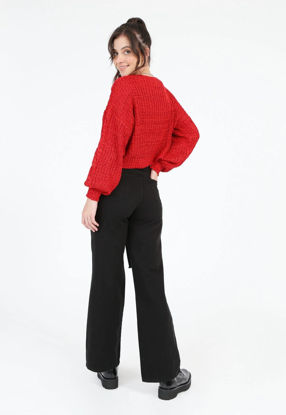 Calça Sarja Wide Leg Rasgo Joelho