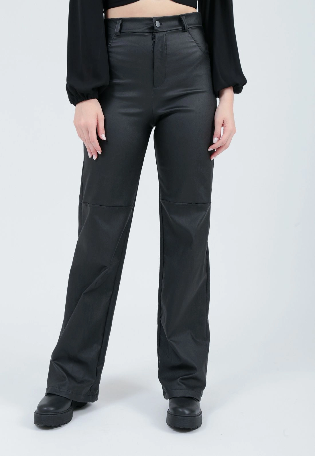 Calça Resinada Wide Leg