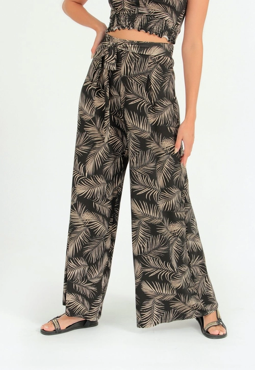 Calça Malha Pantalona Folhagem