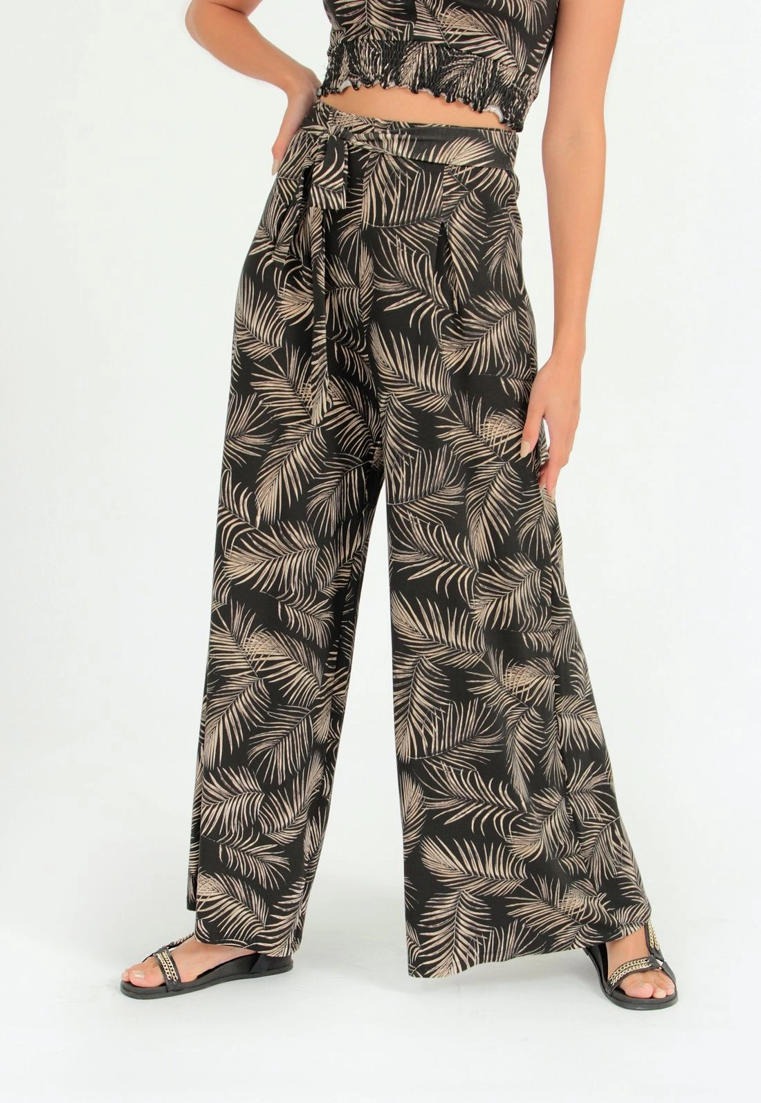 Calça Malha Pantalona Folhagem