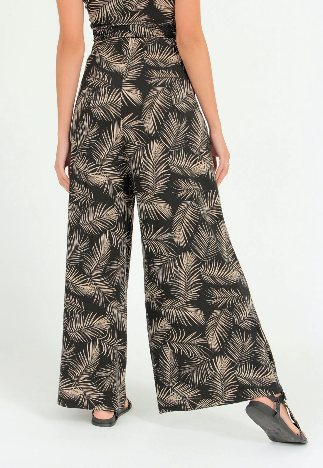 Calça Malha Pantalona Folhagem