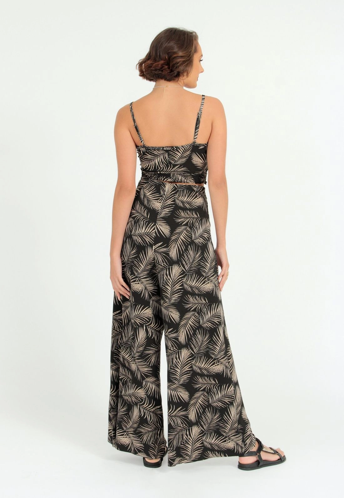 Calça Malha Pantalona Folhagem