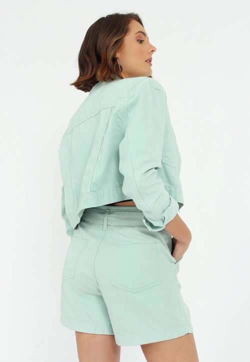 Jaqueta Cropped Sarja