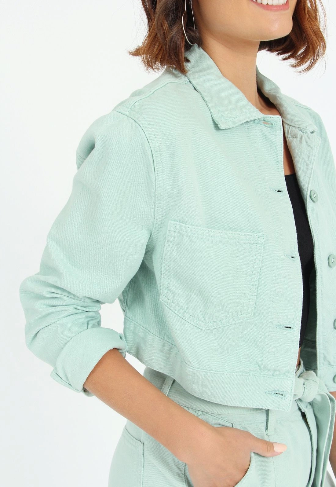 Jaqueta Cropped Sarja