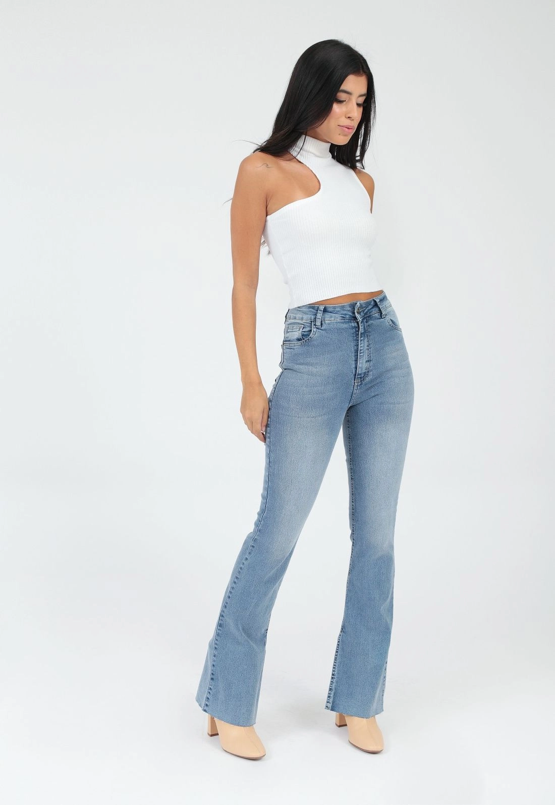 Calça Jeans Flare Fenda