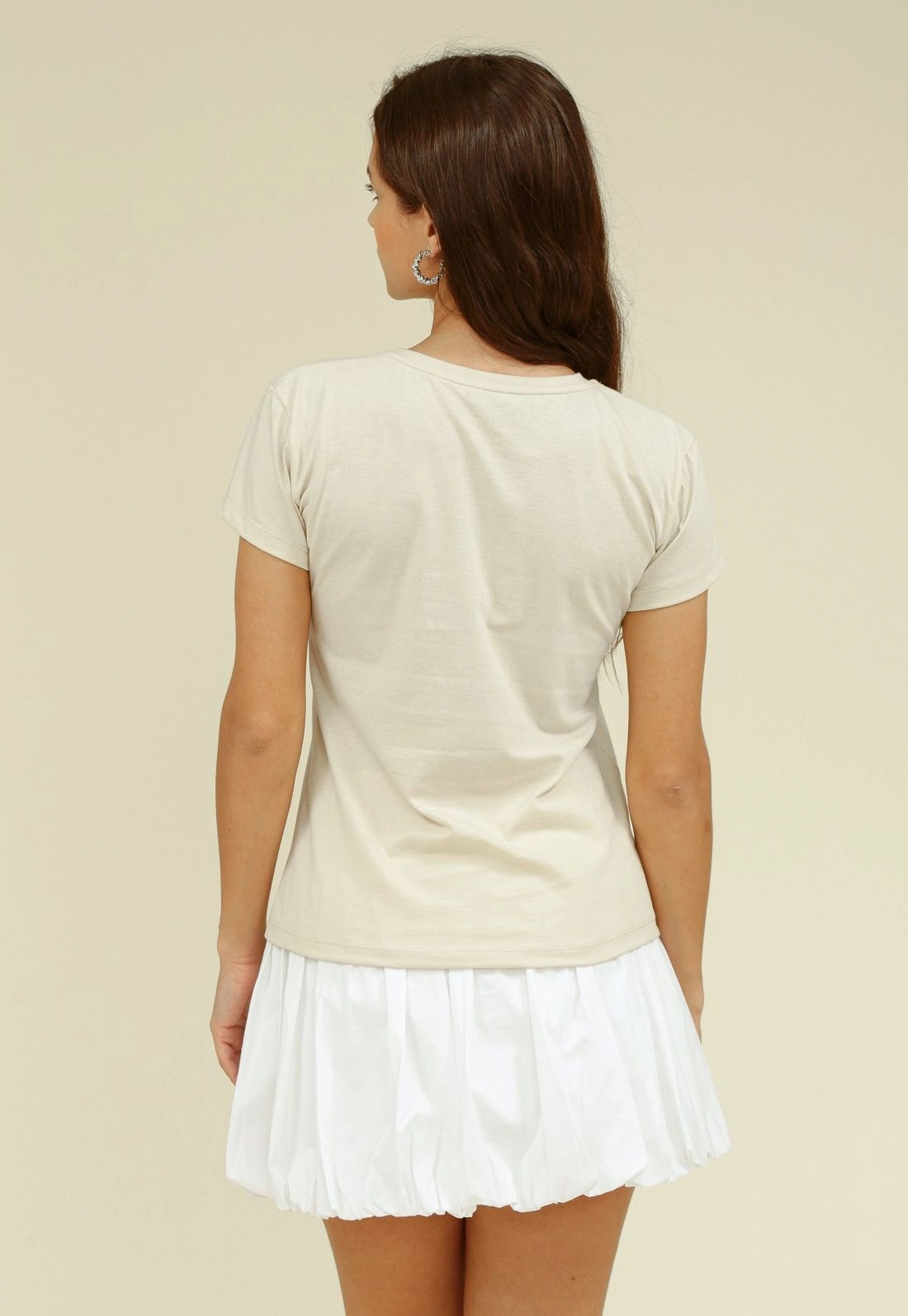 Blusa Meia Malha Manga Curta Champagne