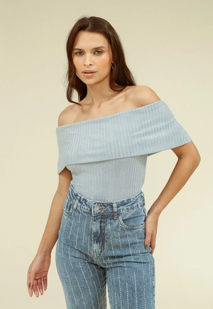Blusa Canelado Lurex Ombro A Ombro
