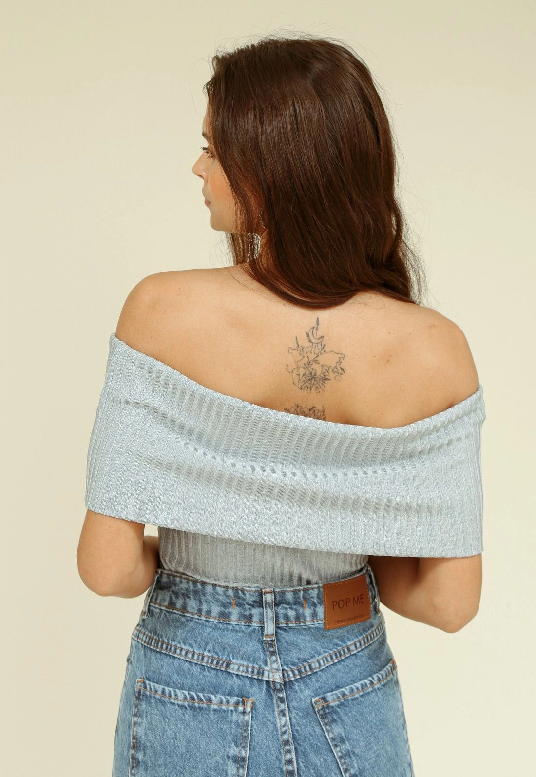 Blusa Canelado Lurex Ombro A Ombro