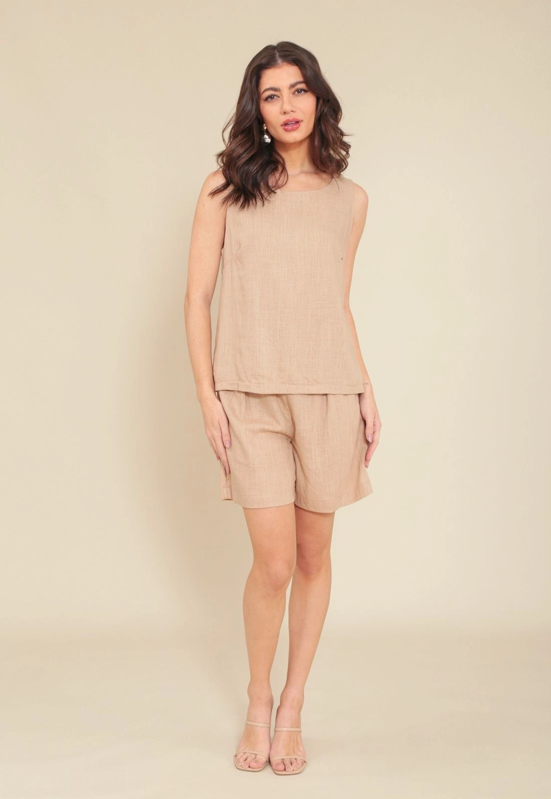 Blusa Regata Em Linho Abertura Costa