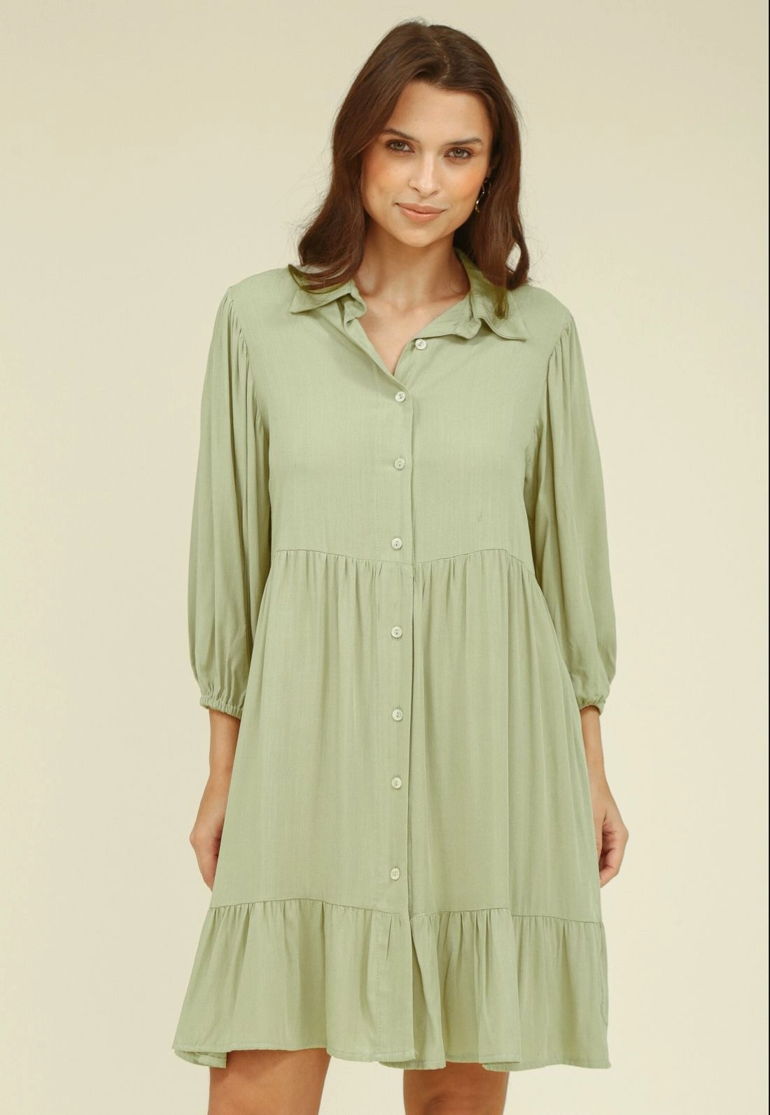 Chemise Curto Manga 3/4 Em Viscose Com Recorte