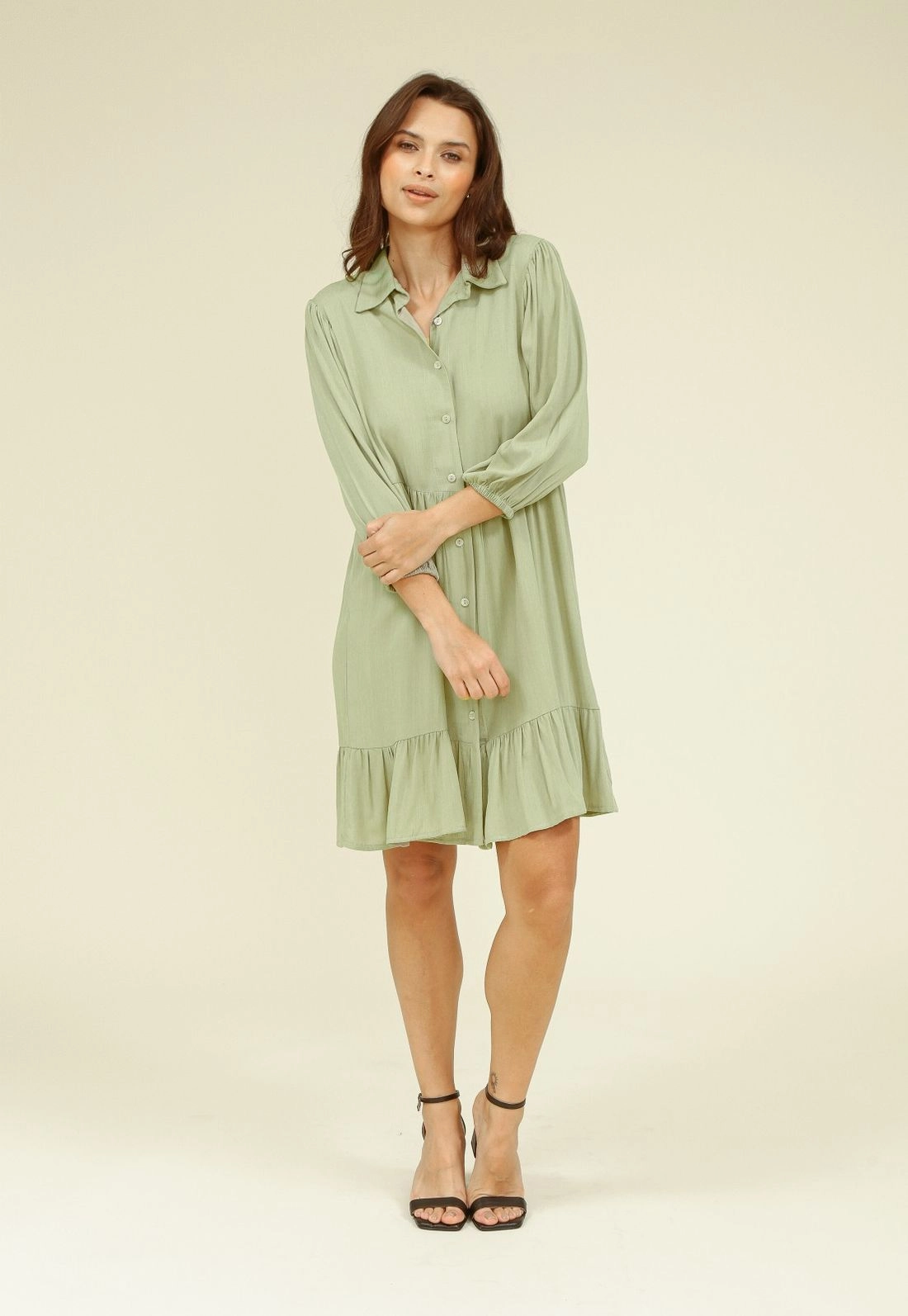Chemise Curto Manga 3/4 Em Viscose Com Recorte