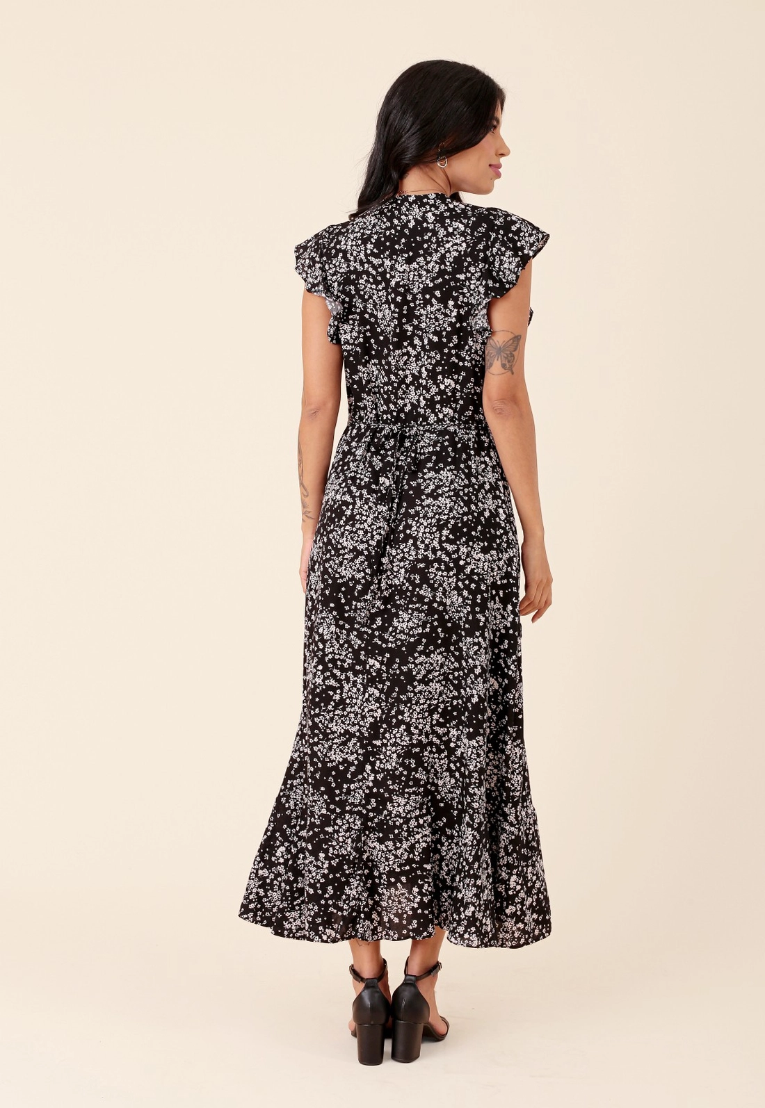 Vestido New Midi Transpassado Em Viscose Liberty