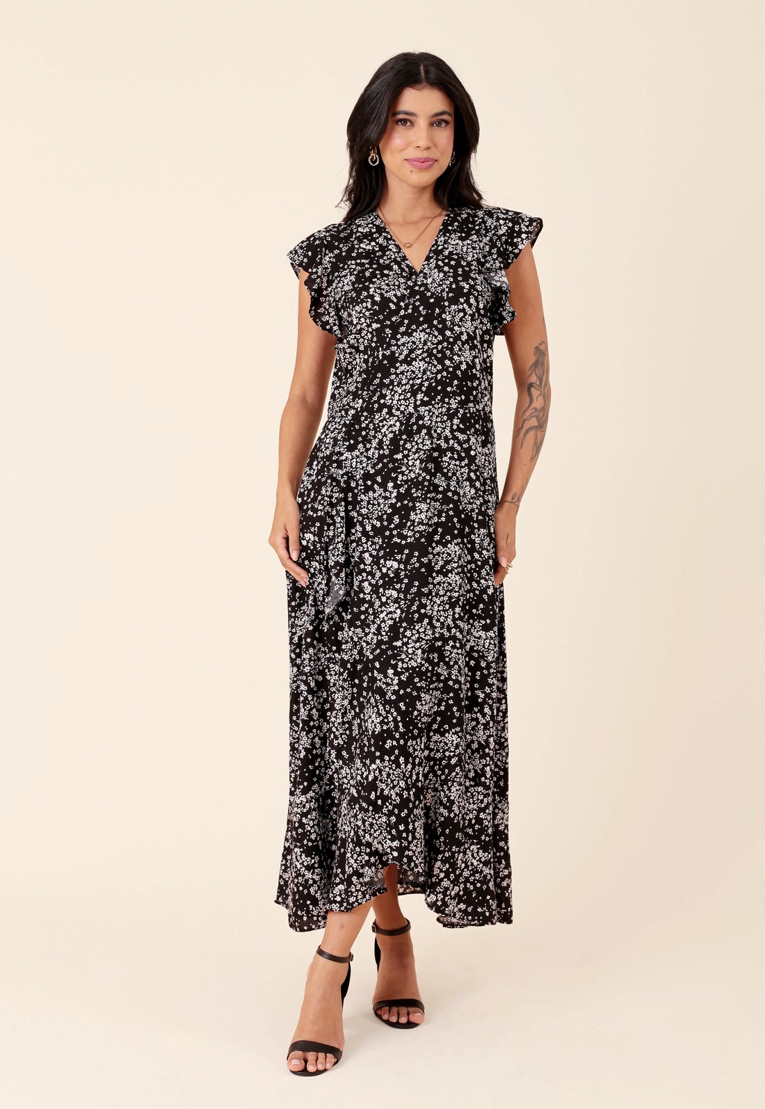 Vestido New Midi Transpassado Em Viscose Liberty